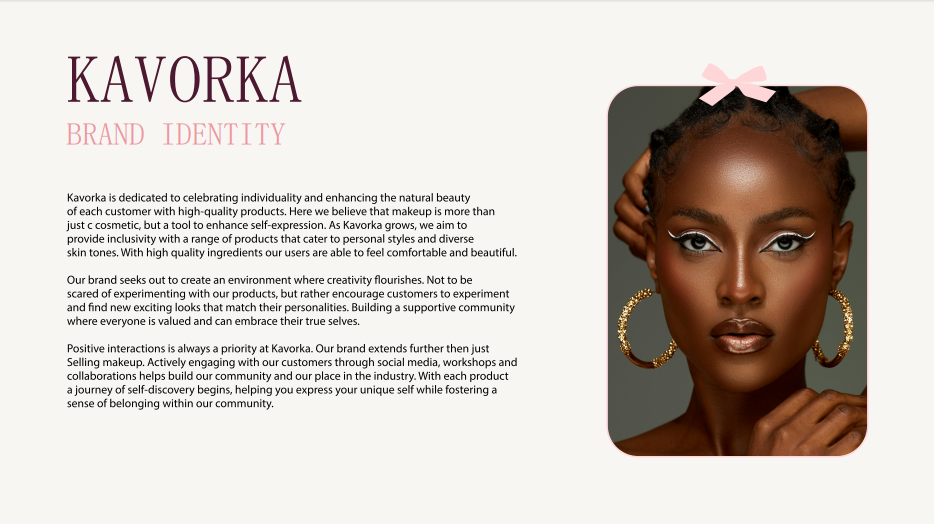 Beauty magazine spreads showcasing the brand Kavorka